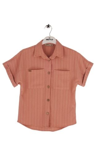Mutlu Kids Kısa Kol Kız Çocuk Gömlek Pembe - 11 Yaş