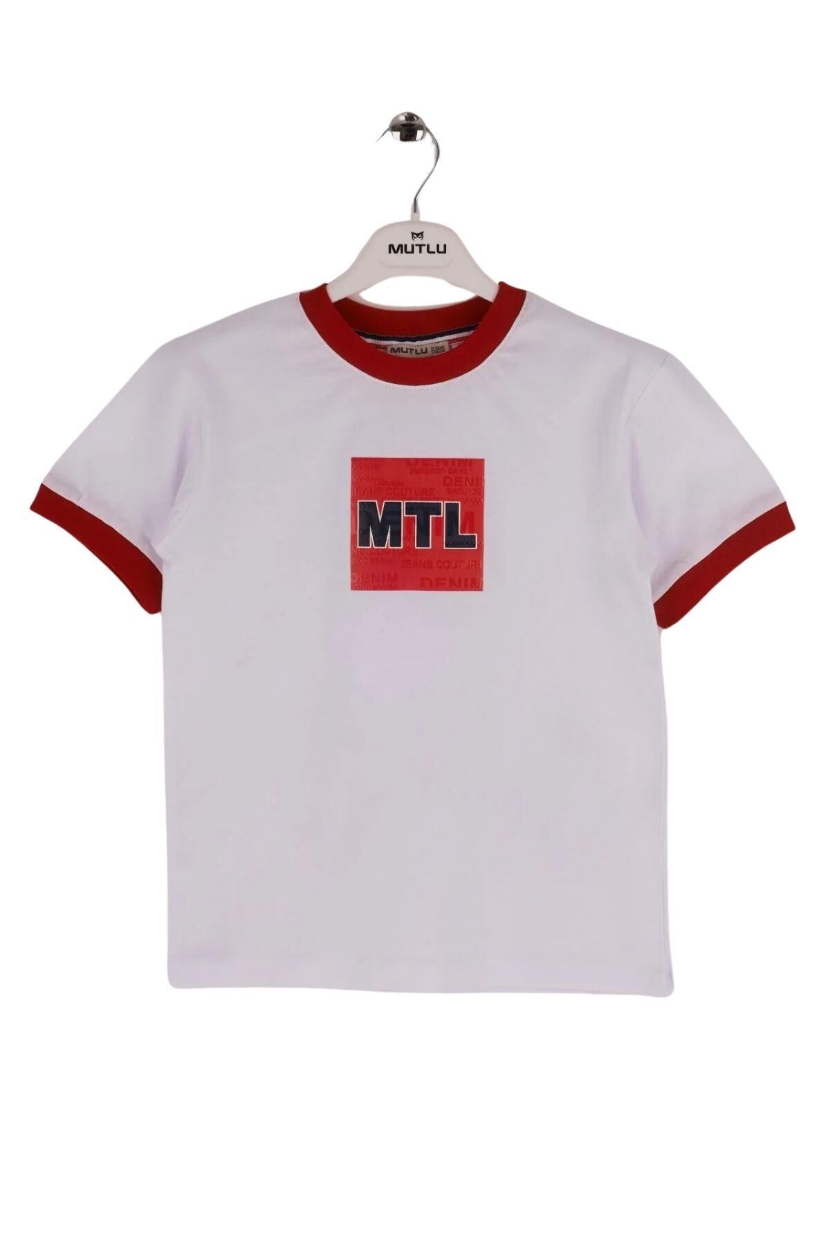 Mutlu Kids Kısa Kollu Erkek Çocuk Tişört BEYAZ-KIRMIZI - 9 Yaş