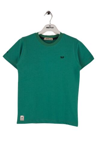 Mutlu Kids Bisiklet Yaka Kısa Kollu Erkek Çocuk Tişört Yeşil - 5 Yaş