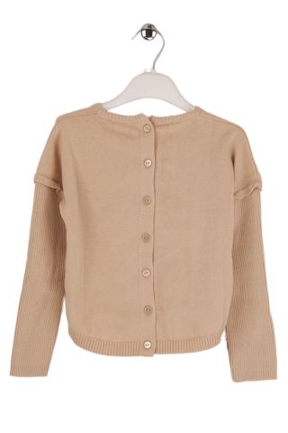 Mutlu Kids Arkası Süslemeli Kız Çocuk Kazak Bej - 9-10 Yaş