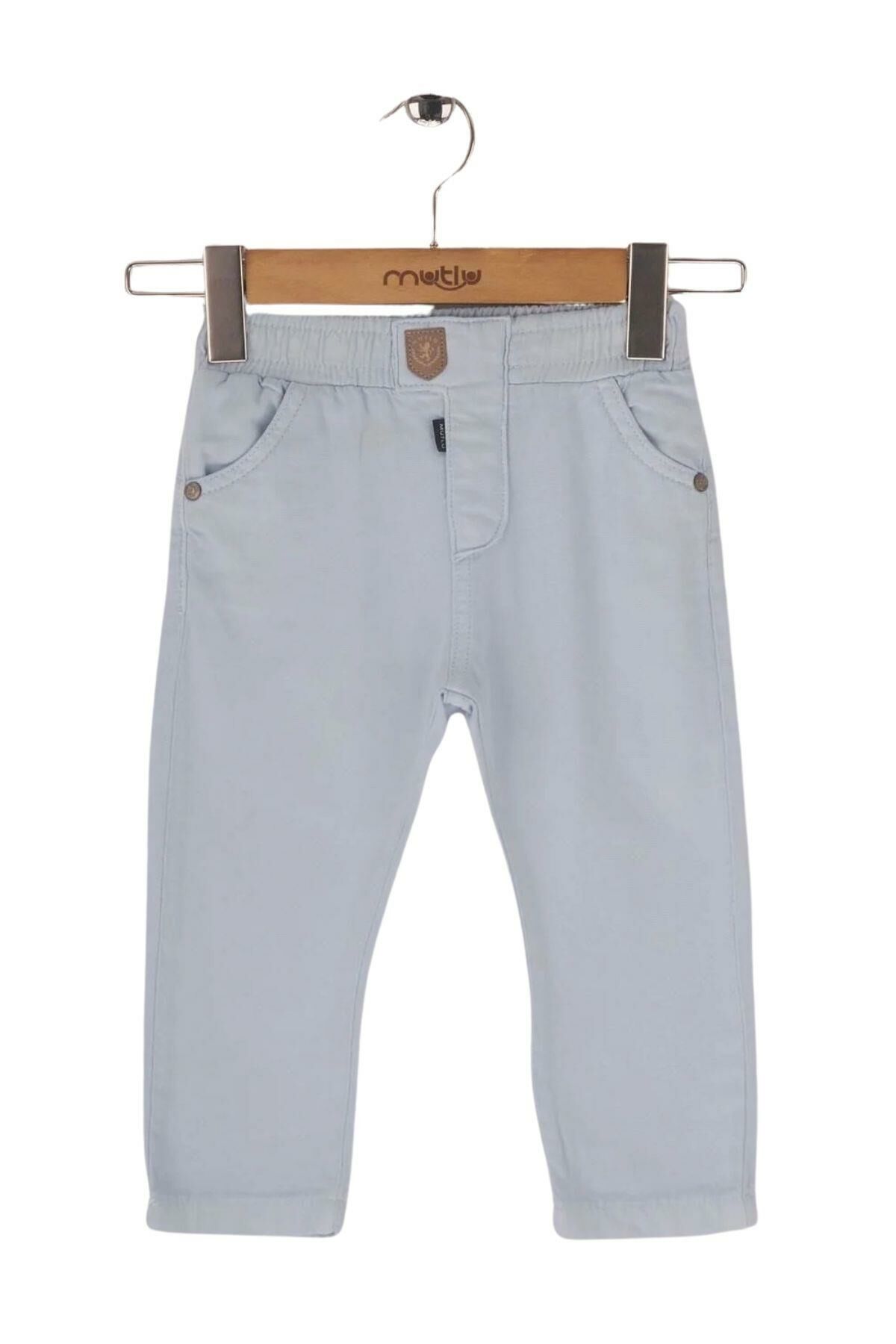 Mutlu Kids Beli Lastikli Erkek Bebek Gabardin Pantolon BEBE MAVİ - 18-24 Ay