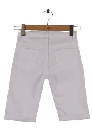 Mutlu Kids Cepli Erkek Çocuk Gabardin Kapri Şort Beyaz - 9 Yaş