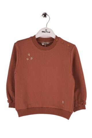 Mutlu Kids Çiçek Nakışlı Kız Bebek Sweatshirt 12-18 Ay