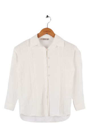 Mutlu Kids Uzun Kollu Kız Çocuk Gömlek Beyaz - 14 Yaş