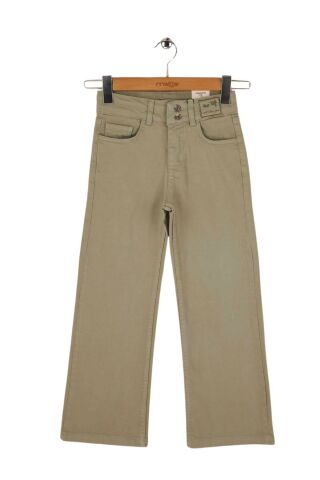 Mutlu Kids Kız Çocuk Wide Leg Kot Pantolon Bej - 9 Yaş