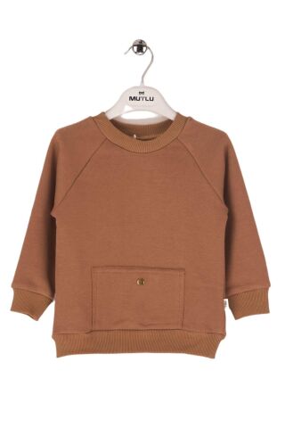 Mutlu Kids Cep Detaylı Erkek Bebek Sweatshirt Haki - 9-12 Ay