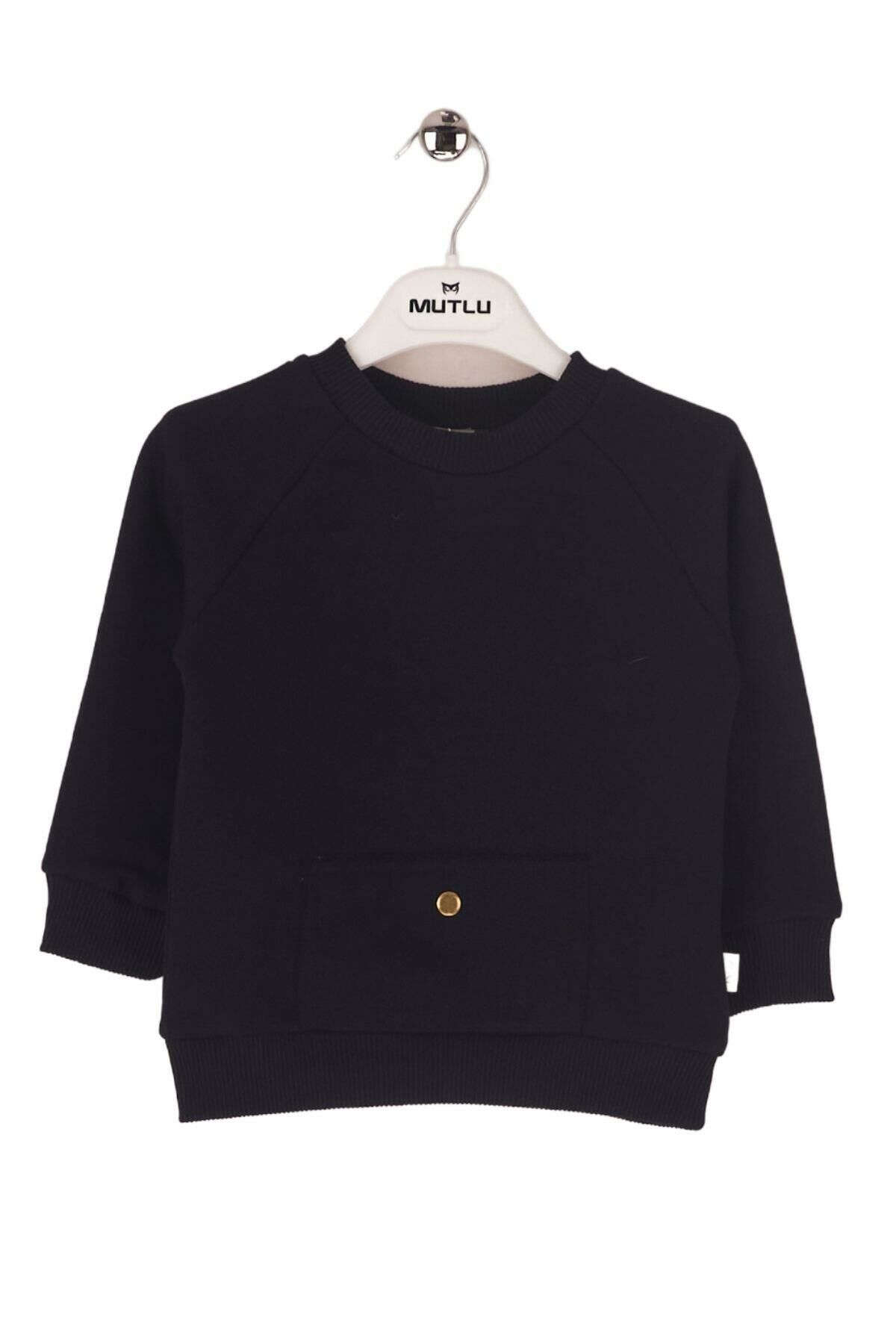 Mutlu Kids Cep Detaylı Erkek Bebek Sweatshirt Lacivert - 12-18 Ay