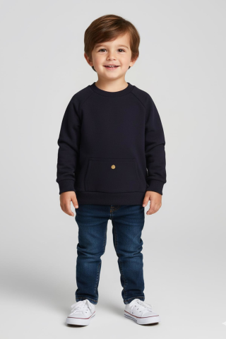 Mutlu Kids Cep Detaylı Erkek Bebek Sweatshirt Lacivert - 12-18 Ay