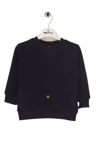 Mutlu Kids Cep Detaylı Erkek Bebek Sweatshirt Lacivert - 6-9 Ay