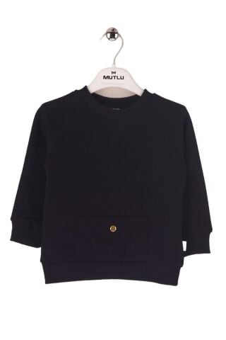 Mutlu Kids Cep Detaylı Erkek Bebek Sweatshirt Lacivert - 9-12 Ay