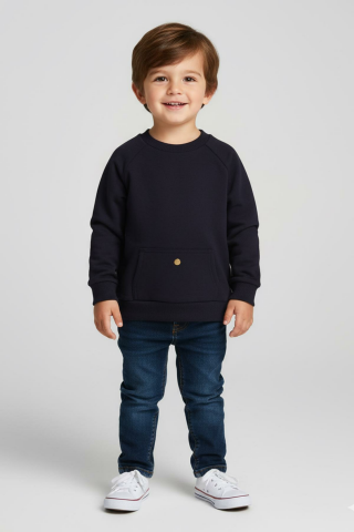 Mutlu Kids Cep Detaylı Erkek Bebek Sweatshirt Lacivert - 9-12 Ay