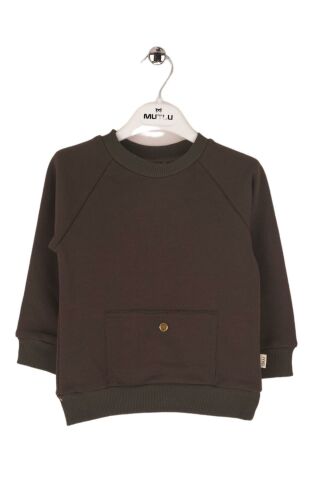 Mutlu Kids Cep Detaylı Erkek Bebek Sweatshirt Haki - 9-12 Ay