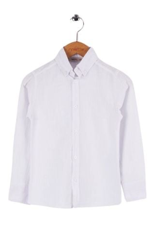 Mutlu Kids Uzun Kollu Erkek Çocuk Okul Gömlek Beyaz - 15 Yaş