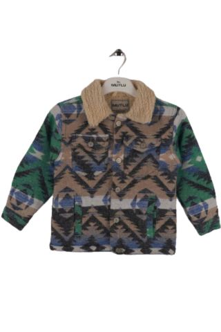 Mutlu Kids İçi Peluş Astarlı Erkek Çocuk Ceket Mont Mavi - 7 Yaş