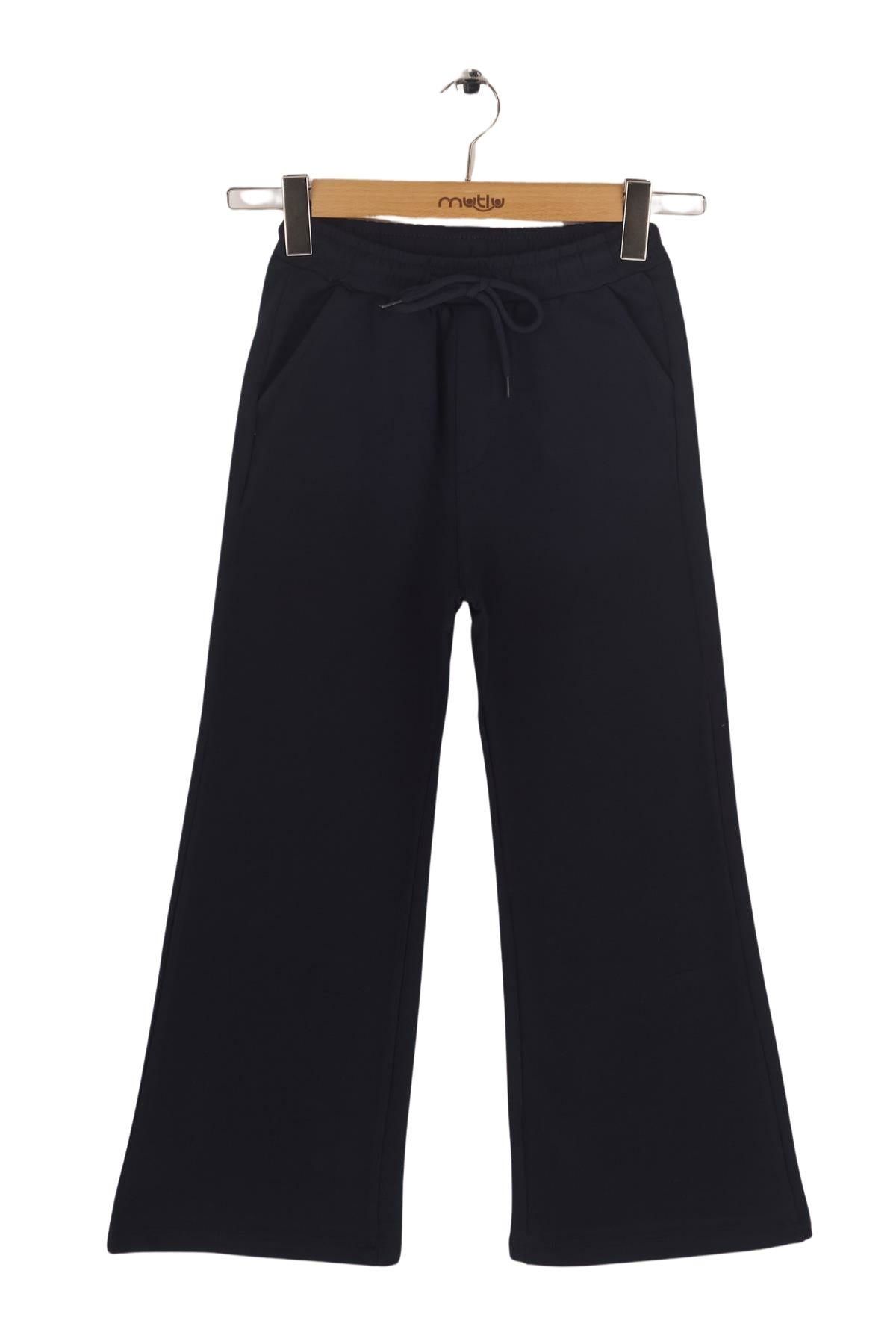 Mutlu Kids Kız Çocuk Wide Leg  Eşofman Altı Siyah - 7 Yaş