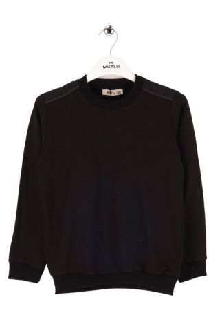 Mutlu Kids Erkek Çocuk Bisiklet Yaka Sweatshirt Siyah - 6 Yaş