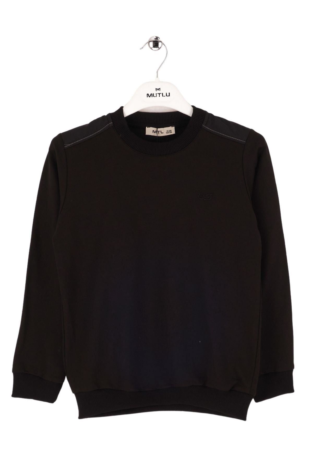 Mutlu Kids Erkek Çocuk Bisiklet Yaka Sweatshirt Siyah - 8 Yaş