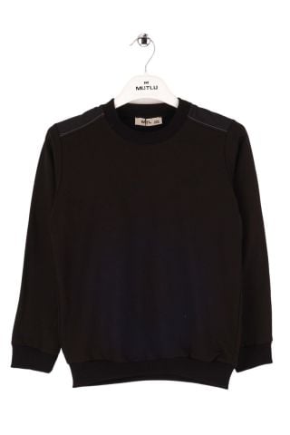 Mutlu Kids Erkek Çocuk Bisiklet Yaka Sweatshirt Siyah - 8 Yaş