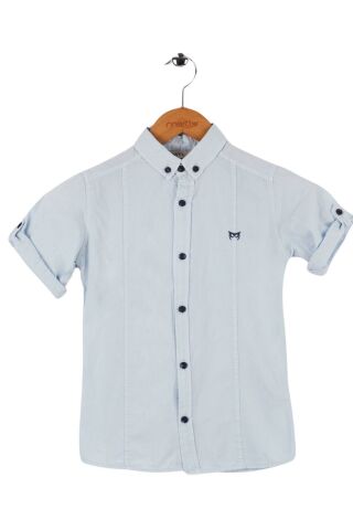 Mutlu Kids Kısa Kollu Erkek Çocuk Gömlek BEBE MAVİ - 5 Yaş