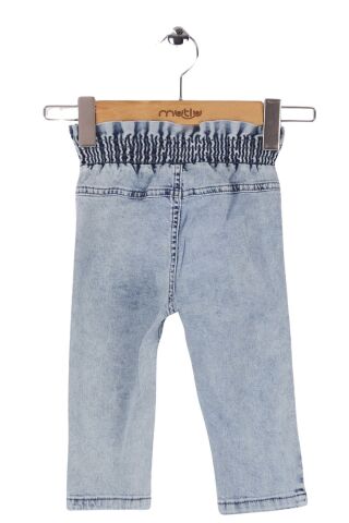 Mutlu Kids Beli Lastikli Kız Bebek Kot Pantolon AÇIK MAVİ KAR - 24-30 Ay