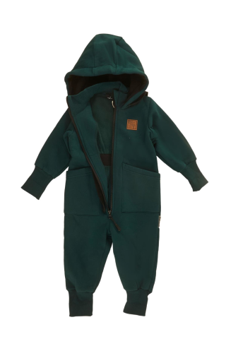 Mutlu Kids İçi Şardonlu Kapüşonlu Bebek ve Çocuk Tulum Yeşil - 5 Yaş