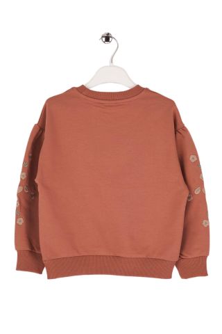 Mutlu Kids Çiçek Nakışlı Kız Çocuk Sweatshirt GÜL