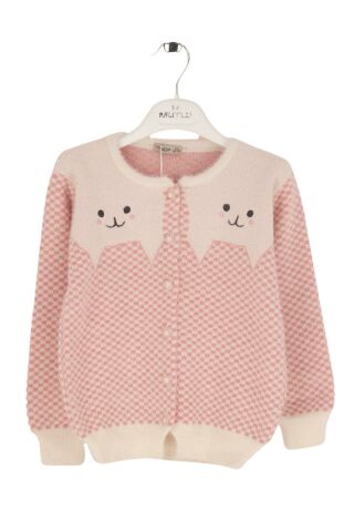 Mutlu Kids Kedi Desenli Triko Kız Çocuk Hırka Lacivert - 4-5 Yaş