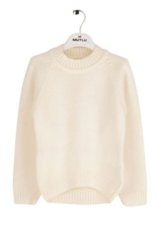 Mutlu Kids Bisiklet Yaka Kız Çocuk Kazak KEMİK - 9-10 Yaş