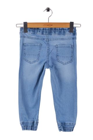 Mutlu Kids Beli ve Paçası Lastikli Erkek Çocuk Kot Pantolon ORTA MAVİ - 6 Yaş