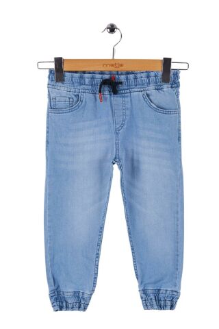 Mutlu Kids Beli ve Paçası Lastikli Erkek Çocuk Kot Pantolon ORTA MAVİ - 6 Yaş