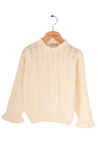 Mutlu Kids Desenli Kız Çocuk Kazak BEBE MAVİ - 4-5 Yaş