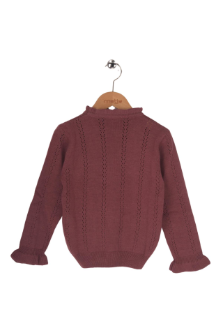 Mutlu Kids Desenli Kız Çocuk Kazak Mor - 2-3 Yaş