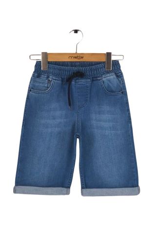 Mutlu Kids Beli Lastikli Erkek Çocuk Kot Kapri Şort Açık Mavi - 6 Yaş