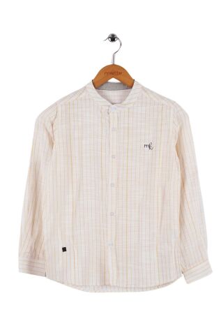 Mutlu Kids Hakim Yaka Çizgili Erkek Çocuk Gömlek Sarı - 5 Yaş