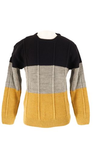 Mutlu Kids Renk Bloklu Erkek Çocuk Kazak Gri - 10-11 Yaş