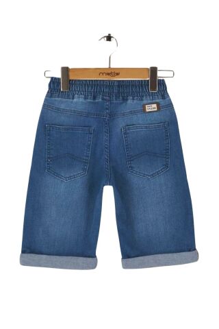 Mutlu Kids Beli Lastikli Erkek Çocuk Kot Kapri Şort ORTA MAVİ - 10 Yaş