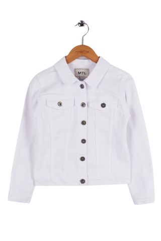 Mutlu Kids Kız Çocuk Denim Ceket Beyaz - 4 Yaş