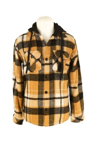 Mutlu Kids Kapüşonlu Kürk Astarlı Ekoseli Kalın Erkek Çocuk Gömlek Hardal - 7 Yaş