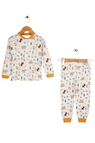 Seçkin Baskılı Ön Çıtçıtlı Çocuk Pijama Takımı Sarı - 5 Yaş