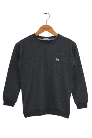 Mutlu Kids Bisiklet Yaka Erkek Çocuk Sweatshirt Antrasit - 8 Yaş