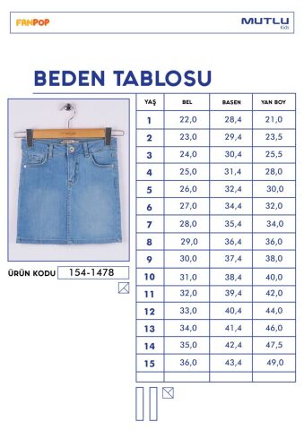 Mutlu Kız Kot Etek ORTA MAVİ - 1 Yaş