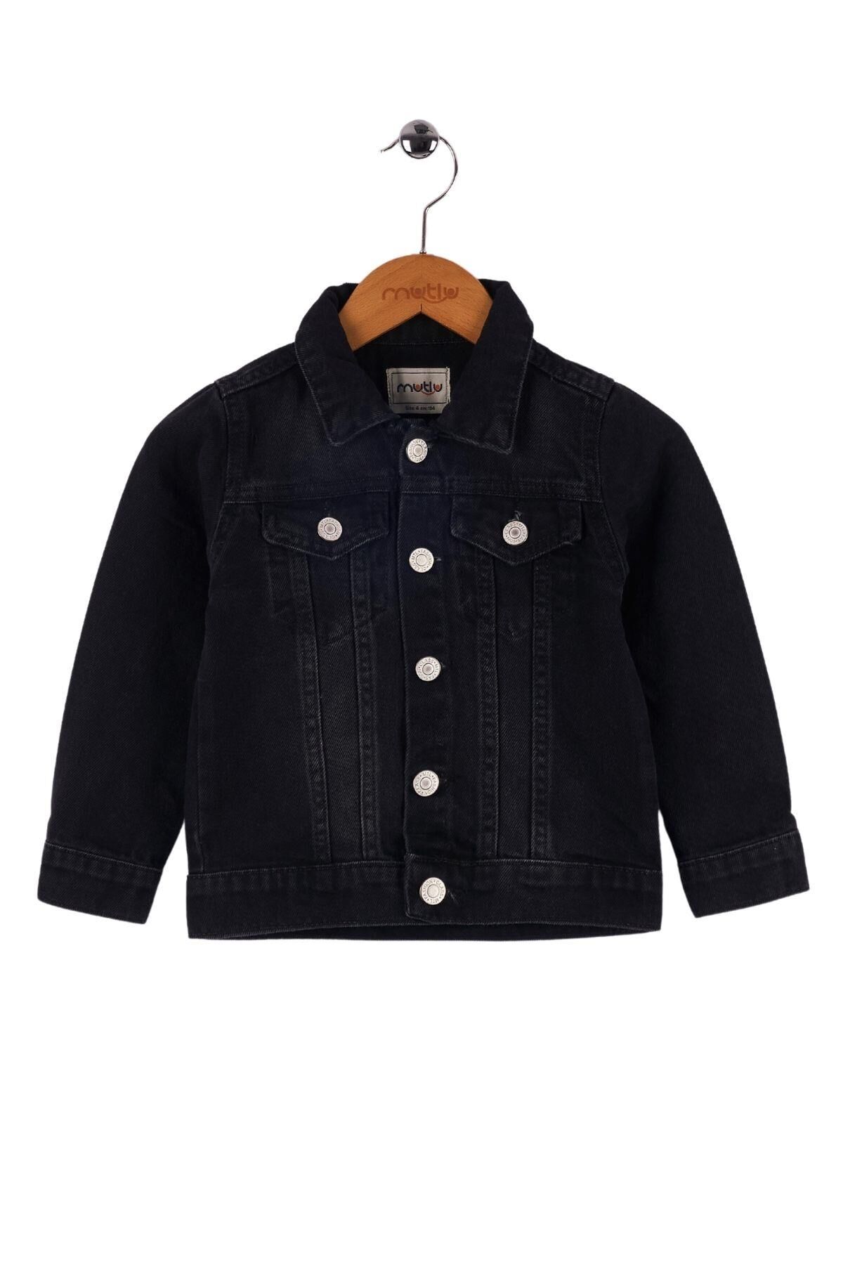 Mutlu Kids Unisex Çocuk Kot Ceket Siyah - 4 Yaş