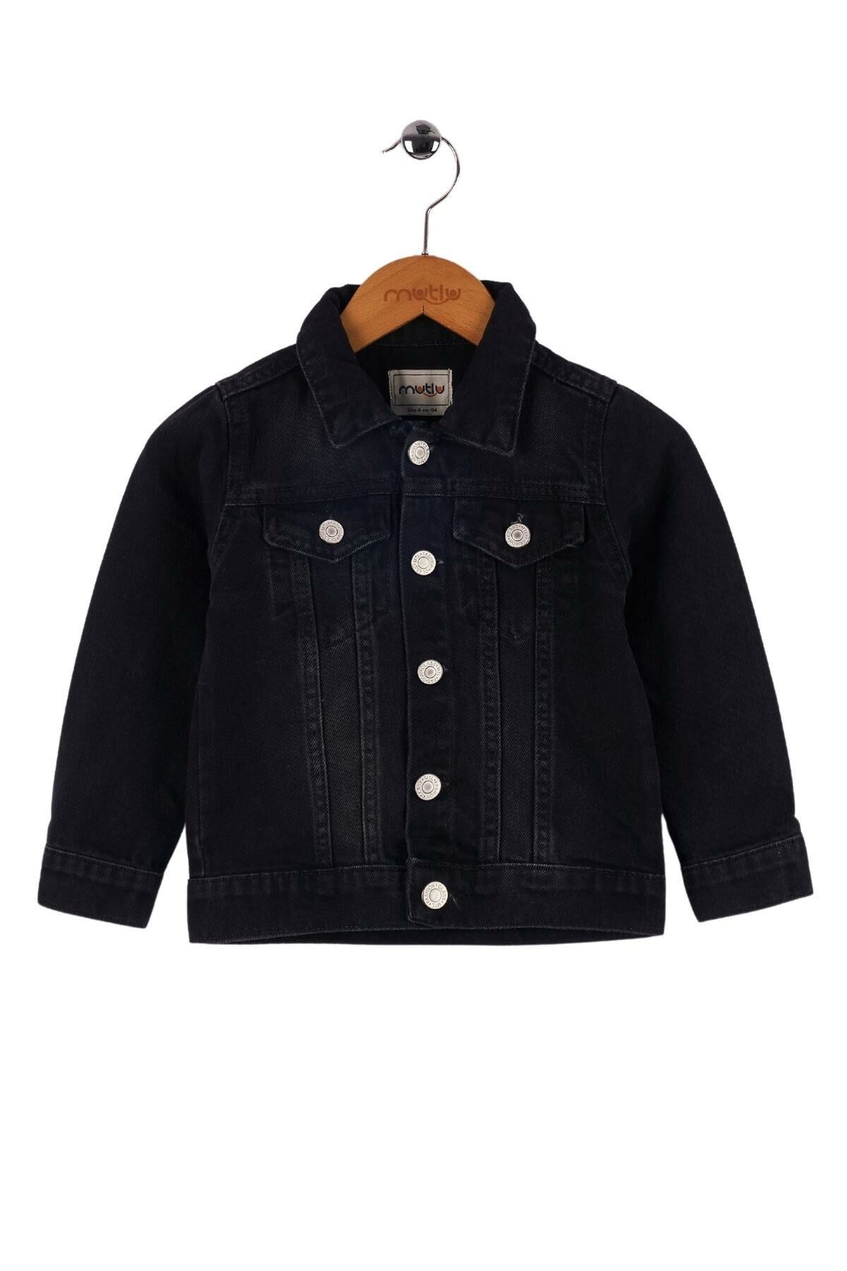 Mutlu Kids Unisex Çocuk Kot Ceket Siyah - 5 Yaş