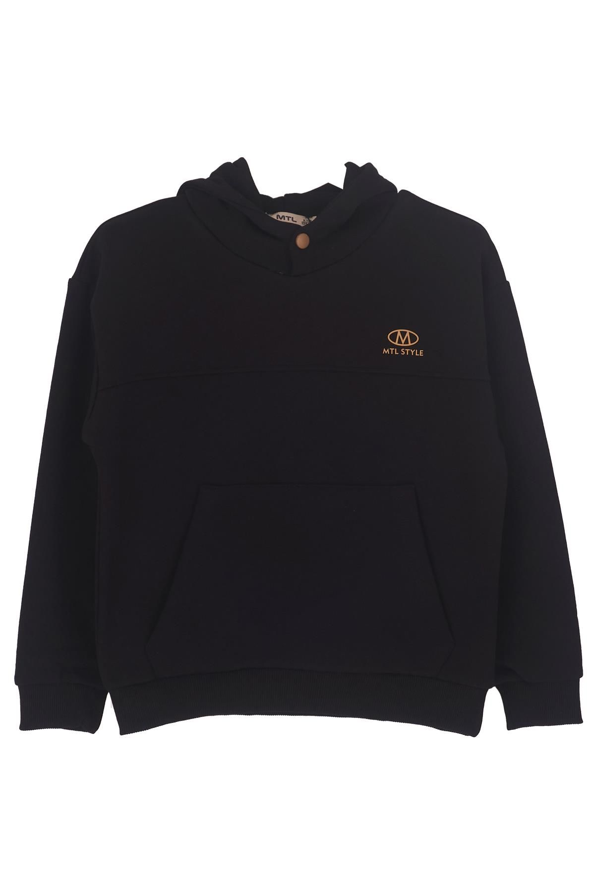Mutlu Kids Kapüşonlu Erkek Çocuk Sweatshirt Siyah - 13-14 Yaş