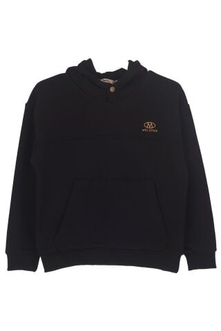 Mutlu Kids Kapüşonlu Erkek Çocuk Sweatshirt Siyah - 9-10 Yaş