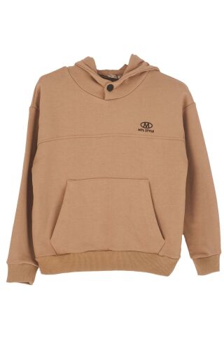 Mutlu Kids Kapüşonlu Erkek Çocuk Sweatshirt Vizon - 14-15 Yaş