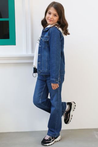 Mutlu Kids Unisex Çocuk Kot Ceket Açık Mavi - 11 Yaş