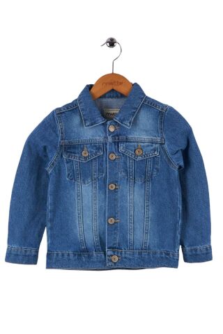 Mutlu Kids Unisex Çocuk Kot Ceket Açık Mavi - 12 Yaş