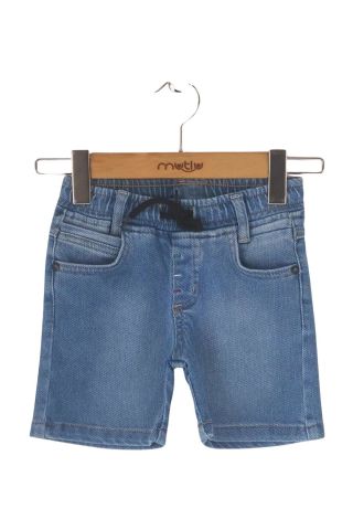 Mutlu Kids Lastikli Bel Erkek Çocuk Bebek Kot Şort BUZ MAVİ - 1 Yaş