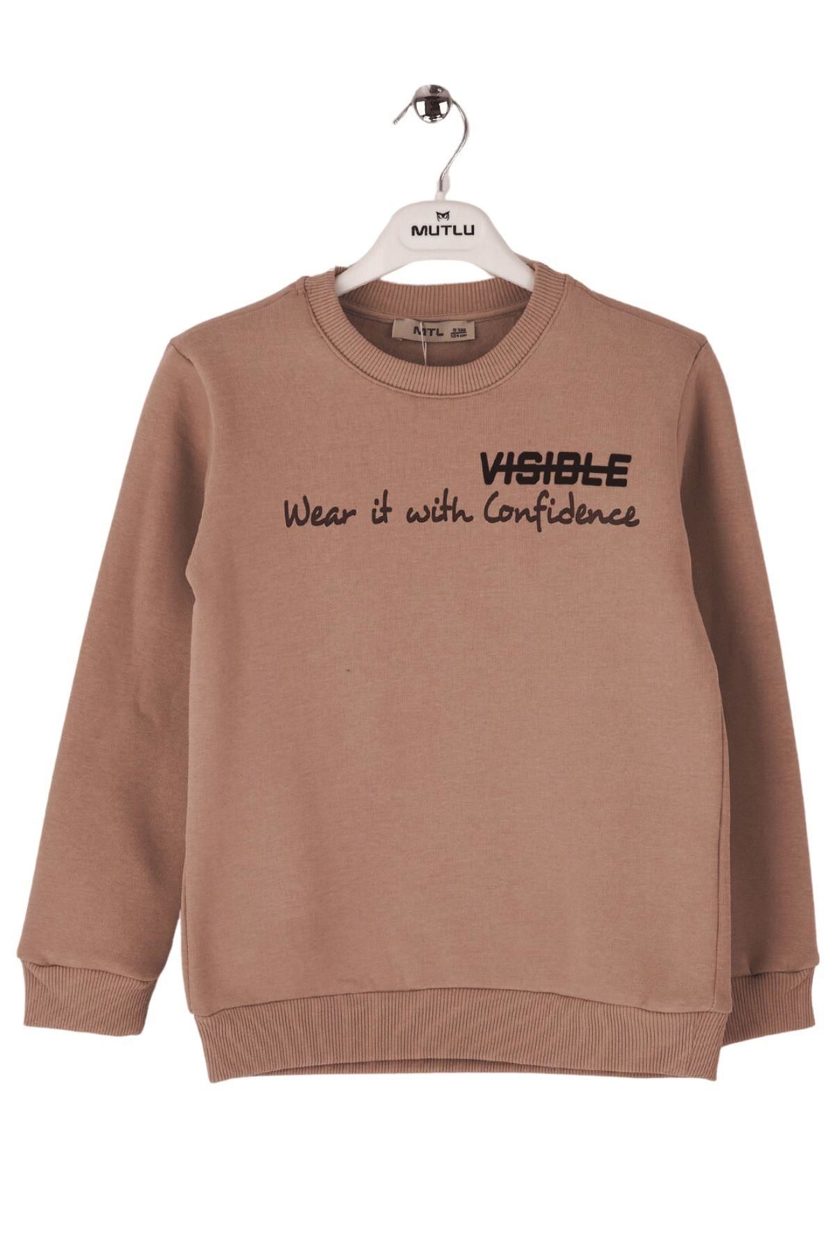 Mutlu Kids Bisiklet Yaka Erkek Çocuk Sweatshirt TAŞ - 8 Yaş